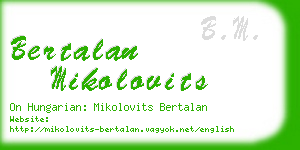 bertalan mikolovits business card